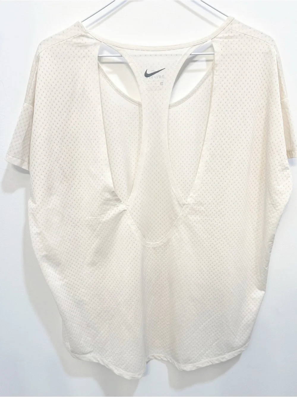 Nike Dri-FIT Open Back Mesh Running Workout Top off-white XL